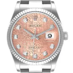 ROLEX DATEJUST STEEL WHITE GOLD PINK DIAMOND DIAL MENS WATCH 126234 BOX CARD