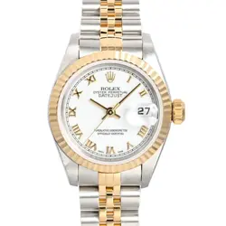 USED ROLEX DATEJUST 69173 WHITE CASE SIZE 26MM LADIES WATCH #478911