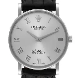 ROLEX CELLINI CLASSIC WHITE GOLD SILVER DIAL MENS WATCH 5115