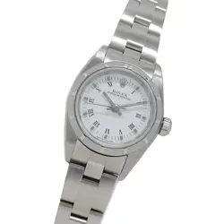 ROLEX 76030 OYSTER PERPETUAL WHITE DIAL SS AUTOMATIC LADIES WATCH USED