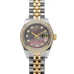 USED ROLEX DATEJUST 179383NG BLACK CASE SIZE 26×26MM LADIES WATCH #41011