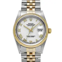 ROLEX DATEJUST OYSTER PERPETUAL 16233 WHITE DIAL AUTOMATIC 36MM MEN'S WATCH