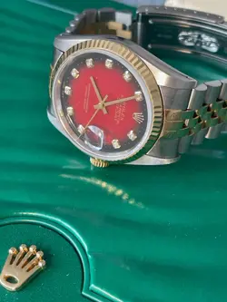 ROLEX DATEJUST 36MM GOLD FLUTED, GOLD DIAMOND, SAPPHIRE CRYSTAL