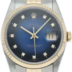ROLEX DATEJUST MEN'S WATCH 10P DIAMOND BLUE GRADATION 16233G(E) K18YG/STAINL...