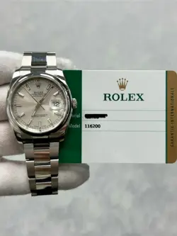ROLEX DATEJUST 116200 WITH CARD STAINLESS STEEL SILVER DIAL OYSTER BRACELET