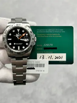 ROLEX EXPLORER II 226570 WITH CARD 42MM BLACK DIAL STAINLES STEEL OYSTER BRACELE