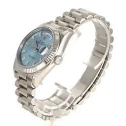 ROLEX DAY-DATE BLUE PLATINUM BAG WATCH AUTHENTIC