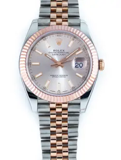 ROLEX DATEJUST 41 18K EVEROSE 2 TONE FLUTED BEZEL JUBILEE 'SUN-DUST' DIAL 126331