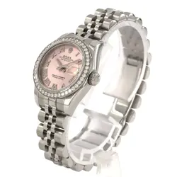 ROLEX DATEJUST PINK WHITE GOLD BAG WATCH AUTHENTIC