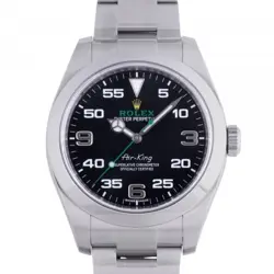 ROLEX AIR KING BLACK STEEL BRACELET WATCH AUTHENTIC