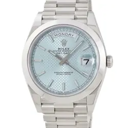 ROLEX DAY-DATE 40 228206 RANDOM NUMBER PT950 SOLID ICE BLUE DIAGONAL USED HOUB-0