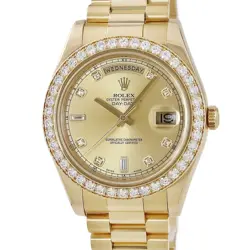ROLEX DAY-DATE 2 218348A RANDOM NUMBER K18YG SOLID GENUINE DIAMOND USED HOUB-0