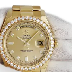 Rolex Day-Date 2 218348A Random Number K18YG Solid Genuine Diamond Used HOUB-0