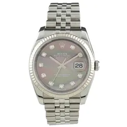 ROLEX DATEJUST 10P DIAMOND BLACK SHELL 116234NG USED BUYS-0
