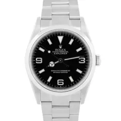 ROLEX EXPLORER I BLACK 36MM 3-6-9 REHAUT STAINLESS STEEL AUTOMATIC WATCH 114270