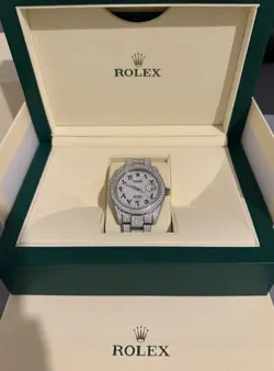 ROLEX DATEJUST 41MM ARABIC DIAL CUSTOM DIAMOND PAVE 126300 - BOX