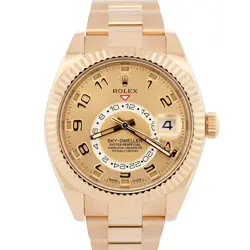 MINT ROLEX SKY-DWELLER CHAMPAGNE ARABIC 18K YELLOW GOLD OYSTER 42MM 326938 WATCH