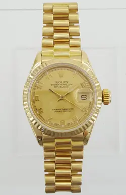 Rolex Ladies DateJust President 6917 Watch 18k Yellow Gold 26mm 60 Grams 6.5"