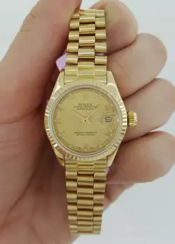 Rolex Ladies DateJust President 6917 Watch 18k Yellow Gold 26mm 60 Grams 6.5"