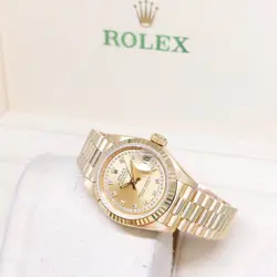 ROLEX 26MM 18K YELLOW GOLD CHAMPAGNE STRING DIAMONDS DATEJUST REF: 69178 (R)