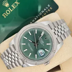 2022 ROLEX DATEJUST 41 MINT GREEN WHITE GOLD JUBILEE WATCH 126334 BOX PAPERS