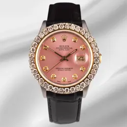 ROLEX DATEJUST 36MM 2-TONE 2.25CT PINK DIAMONDS DIAL MEN'S WATCH