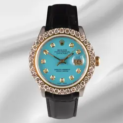 ROLEX DATEJUST 36MM 2-TONE 2.25CT BABY BLUE DIAMONDS DIAL MEN'S WATCH