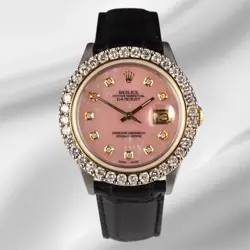 ROLEX DATEJUST 36MM 2-TONE 2.25CT PINK MOP DIAMONDS DIAL MEN'S WATCH