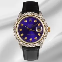 ROLEX DATEJUST 36MM 2-TONE 2.25CT ROYAL BLUE DIAMONDS DIAL MEN'S WATCH