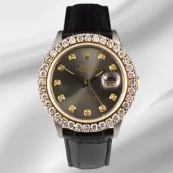 ROLEX DATEJUST 36MM 2-TONE 2.25CT GREY DIAMONDS DIAL MEN'S WATCH