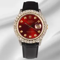 ROLEX DATEJUST 36MM 2-TONE 2.25CT RED DIAMONDS DIAL MEN'S WATCH