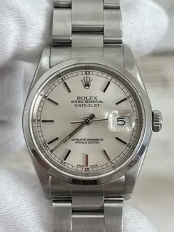 ROLEX DATEJUST 16200 36MM FULL SET SILVER DIAL 2002 BOX AND PAPERS