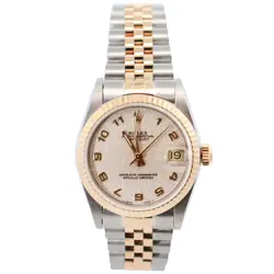 ROLEX DATEJUST 31MM SILVER DIAL WATCH 68273 YG