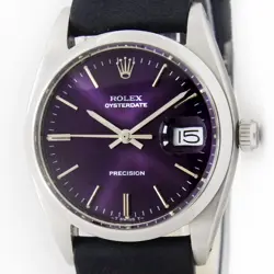 VINTAGE ROLEX OYSTERDATE PRECISION WINDING 34MM SUNBURST PURPLE  WATCH 6694