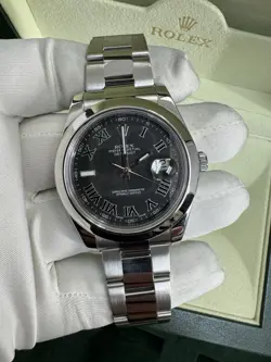 ROLEX DATEJUST II 41 DARK GREY ROMAN DIAL 116300 MEN'S WATCH