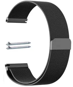 BLACK MAGNETIC CLASP STAINLESS STEEL MESH MILANESE WATCH BAND STRAP #5042