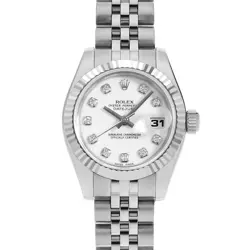 ROLEX DATEJUST 10P DIAMOND 179174G WHITE D NUMBER SECOND HAND WOMEN