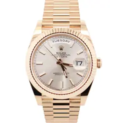 ROLEX DAY-DATE 40MM SILVER DIAL WATCH 228238 YG