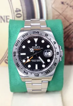 ROLEX EXPLORER 216570 BLACK SILVER OYSTER BRACELET WITH SILVER BEZEL
