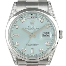 ROLEX DAY-DATE DIAMOND 118296A PT AUTOMATIC MEN'S #BS002