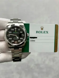 ROLEX AIR-KING 116900 WITH CARD BLACK DIAL STAINLESS STEEL OYSTER BRACELET