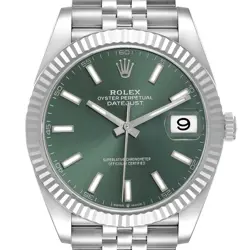 ROLEX DATEJUST 41 STEEL WHITE GOLD MINT GREEN DIAL MENS WATCH 126334