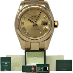 ROLEX 179168 DATEJUST 26MM YELLOW GOLD CHAMPAGNE ROMAN AUTO. BOX & PAPER #2299-1