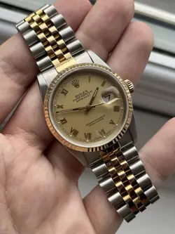 ROLEX DATEJUST 16233 36MM QUICKSET 18K GOLD BOX BOOKLETS SERVICED 2YR WARRANTY