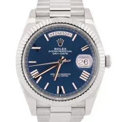 MINT 2023 ROLEX DAY-DATE PRESIDENT 40MM BLUE ROMAN 18K WHITE GOLD 228239 BOX