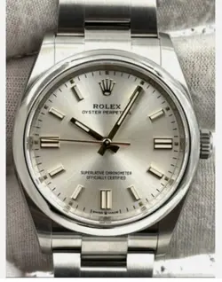 AUTHENTIC ROLEX OYSTER PERPETUAL 36 SILVER INDEX DIAL WATCH
