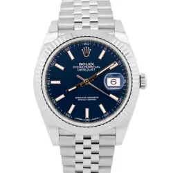 MINT PAPERS ROLEX DATEJUST 41 BLUE FLUTED STEEL JUBILEE 18K GOLD 41MM 126334 BOX