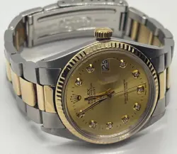 ROLEX DATEJUST 36MM,_18K GOLD & SS_OYSTER_CHAMPAGNE DIAL, MODEL 16013_BOX SET