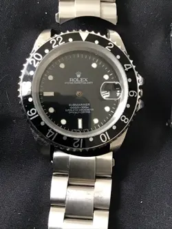 Rolex Submariner Oyster Date Steel Black Dial Mens Watch W/Partial Band