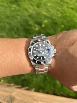 Rolex Submariner Oyster Date Steel Black Dial Mens Watch W/Partial Band